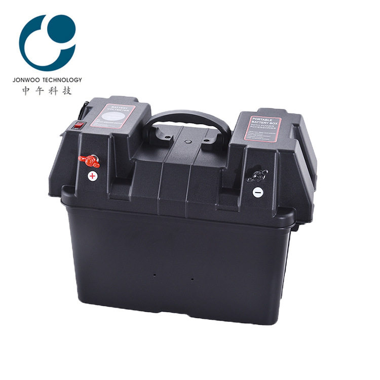 汽车游艇露营车户外多功能电池盒带USB车载点烟器插口电瓶箱