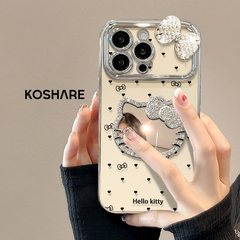 KOSHARE苹果iPhone手机壳HelloKitty钻石蝴蝶结ins风防摔软壳