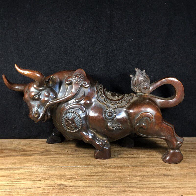 打铜大牛摆件匠心用造精工细作复古怀旧工艺雅居客厅店铺实纯收藏