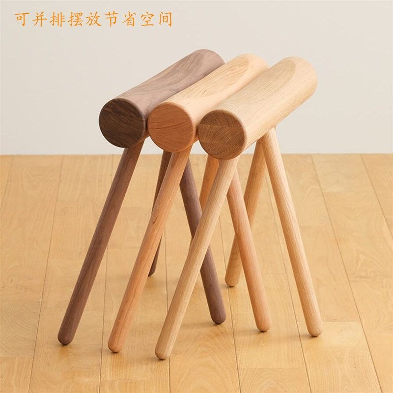 日意纯实凳换鞋凳可折叠长条木家用门口小凳子创式个性橡木梳妆凳