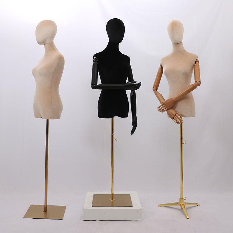 女装人体模特架服装店摄影展半身橱窗展示假人模特架丝绒女模特架