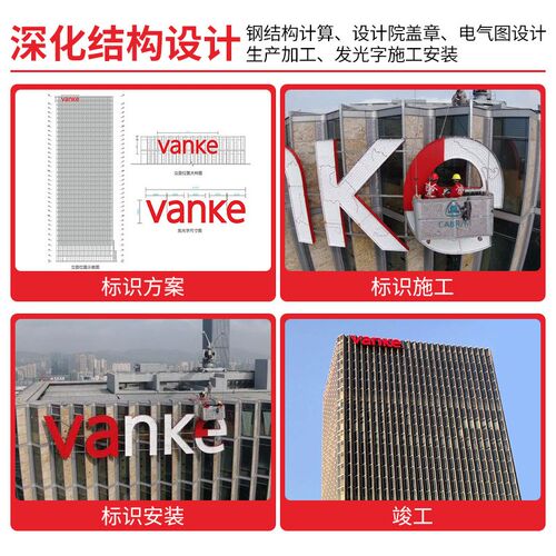 大型幕墙发光字万科n广场logo字高楼亮化冲孔字 楼顶发光字