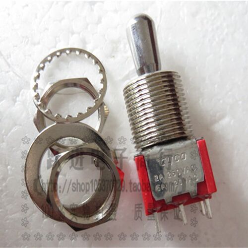 12MM 泰科TYCO大头钮子开关2A250V 5A120V 6脚双边复位摇头开关