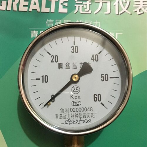 YE100膜盒压力表0~100KPA青岛冠力特种仪器仪表厂