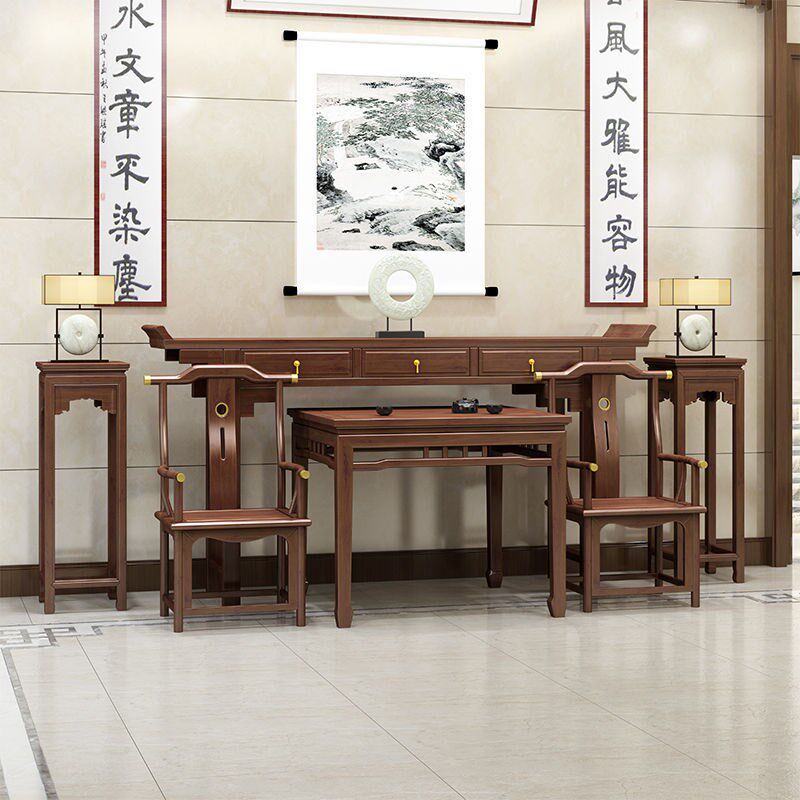 农村实木仿古中堂六件p套家具太师椅四件套条案供桌供台八仙桌中