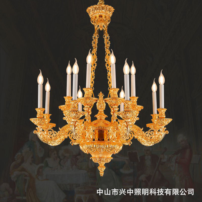 法式复古别墅全铜吊灯奢华欧式客厅餐厅卧室书房灯具脱蜡艺术灯