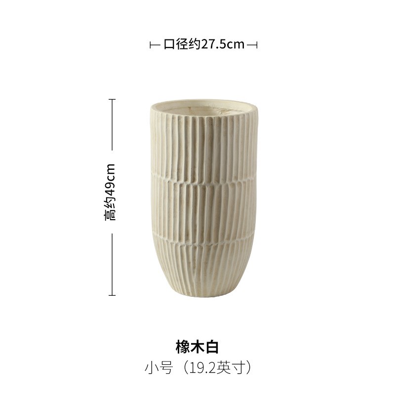 复古特大号花盆落地镁泥高款x花器客厅花园酒店商场大厅装饰绿植