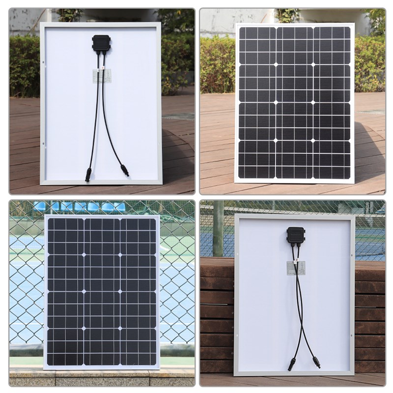 太阳能板单晶硅i50W18V玻璃面铝合金边框太阳能板监控路灯