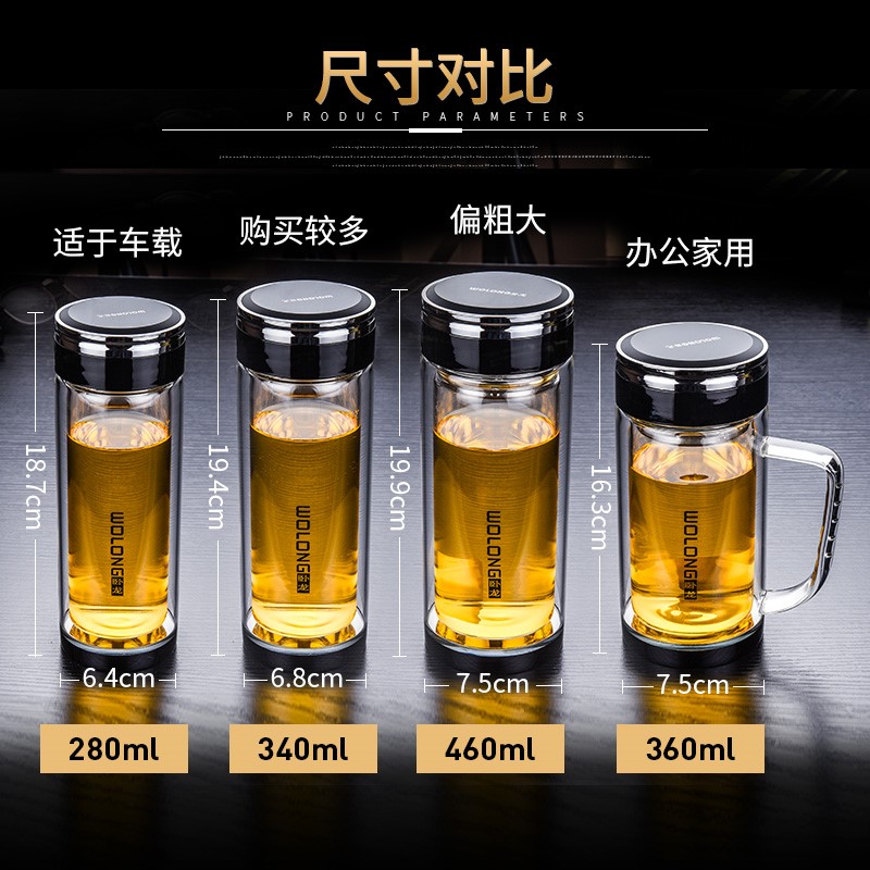 打不碎的玻璃杯加厚防摔杯子钢化保温透明摔不破的杯防碎耐摔家用