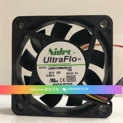 原装NIDEC U60R12MMAB-53 12V 0.09A 6CM 静音6015  变频散热风扇
