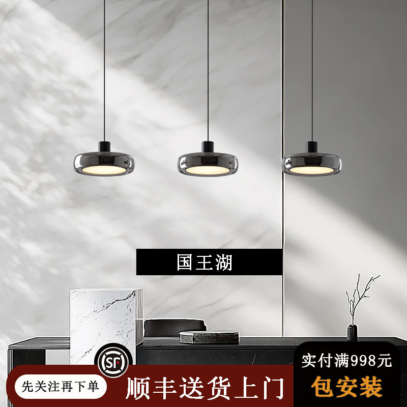 餐厅吊灯现代简约餐桌灯轻奢感意式极简玻璃三头饭厅吧台灯具