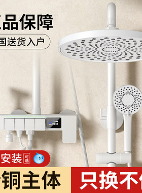 家韵卫浴花洒套装淋浴器龙头家用全铜花晒恒温浴室增压浴室卫生间