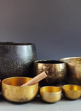 日0月161本铜流铜器罄回钵音钵佛道香道复古摆件礼佛器具带款