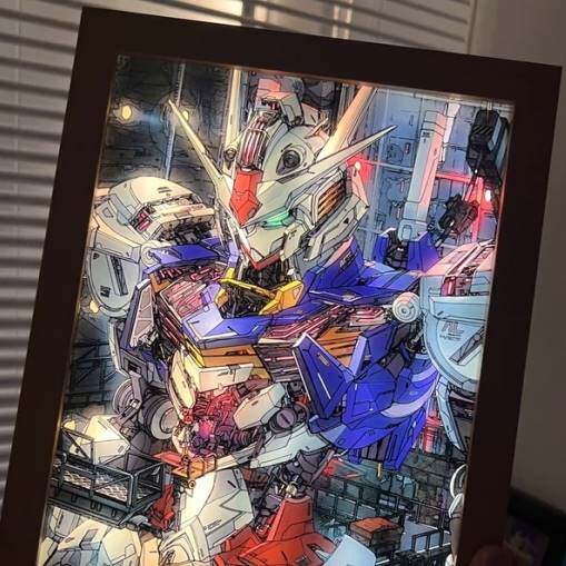 动插灯光画高达画漫电遥el控d灯床头小夜灯创意摆件装饰画夜光画