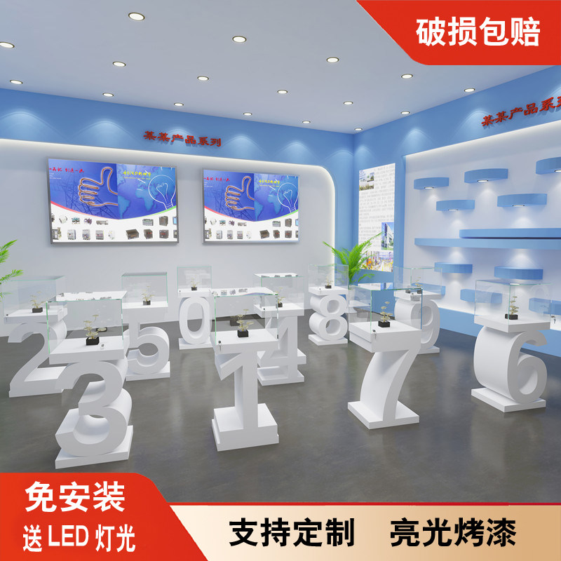 字母展柜产品展示台玻璃珠宝柜陈列柜展厅展览展示柜烤漆艺术展台