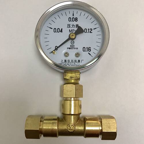 三边内丝都是14X1.5的三通 中间带压力0.16mpa的压力表 直径60mm