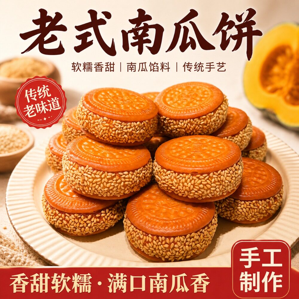 传统老式老式南瓜饼芋泥饼传统手工软糯香甜即食小吃零食芝麻夹心