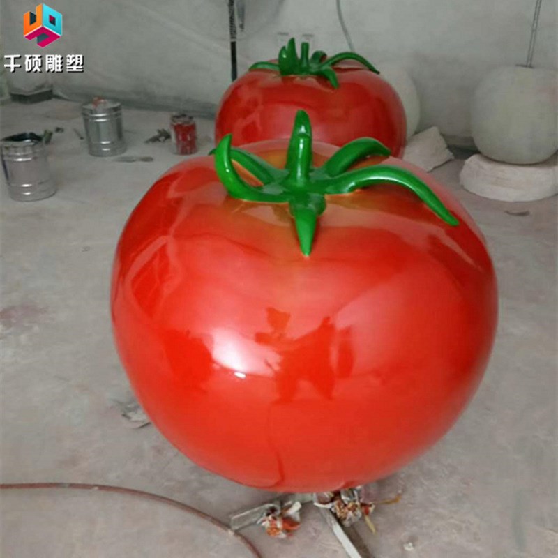 现货玻璃钢彩绘西红柿番茄雕塑仿真瓜果蔬菜道具装饰品雕塑摆件