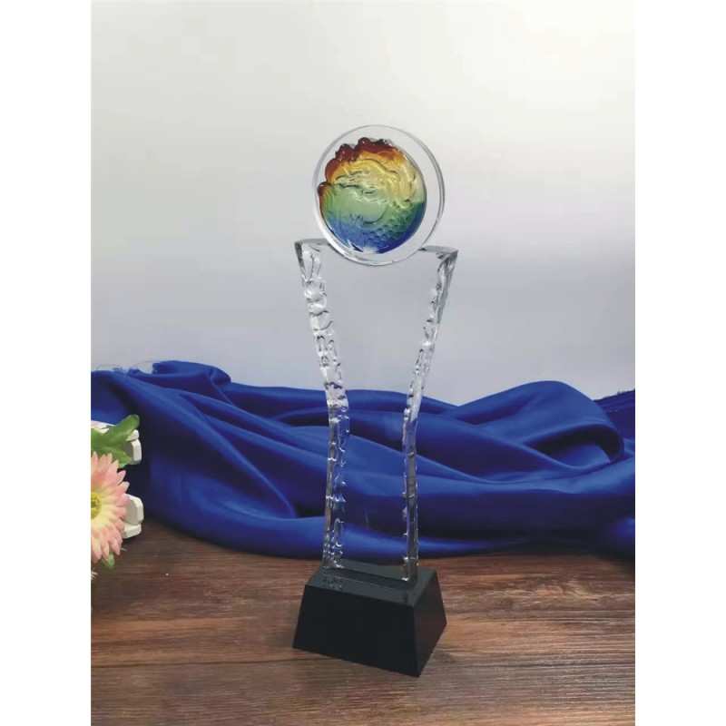 黑色水晶底座琉璃奖杯一级水晶k9加工奖杯创新新款奖杯竞赛一等奖