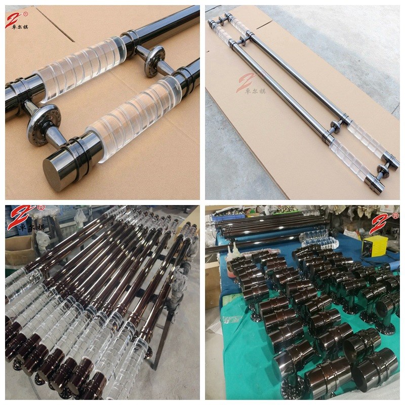 定制玻璃门豪华水晶大拉手推拉门黑色不锈钢把手玻璃门拉手