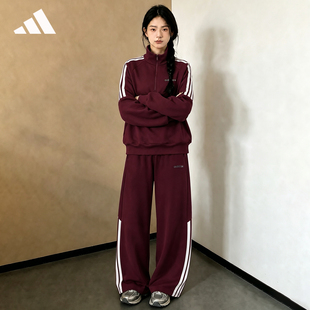 adidas阿迪达斯休闲运动服套装百搭三道杠女新款卫衣阔腿裤两件套