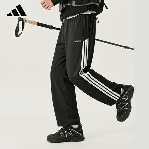 adidas男三条纹直筒运动卫裤