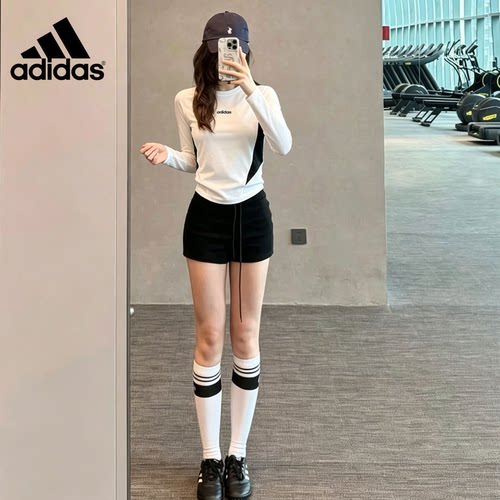 adidas女运动显瘦长袖T恤