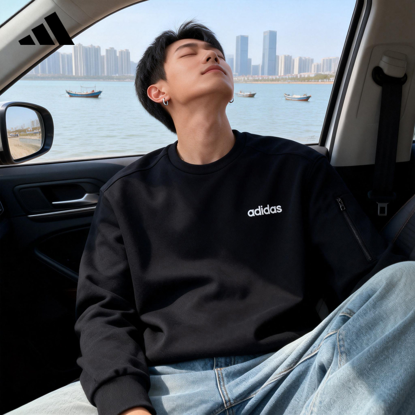 adidas阿迪达斯官方卫衣男新款轻运动服休闲针织套头衫上衣JF3222