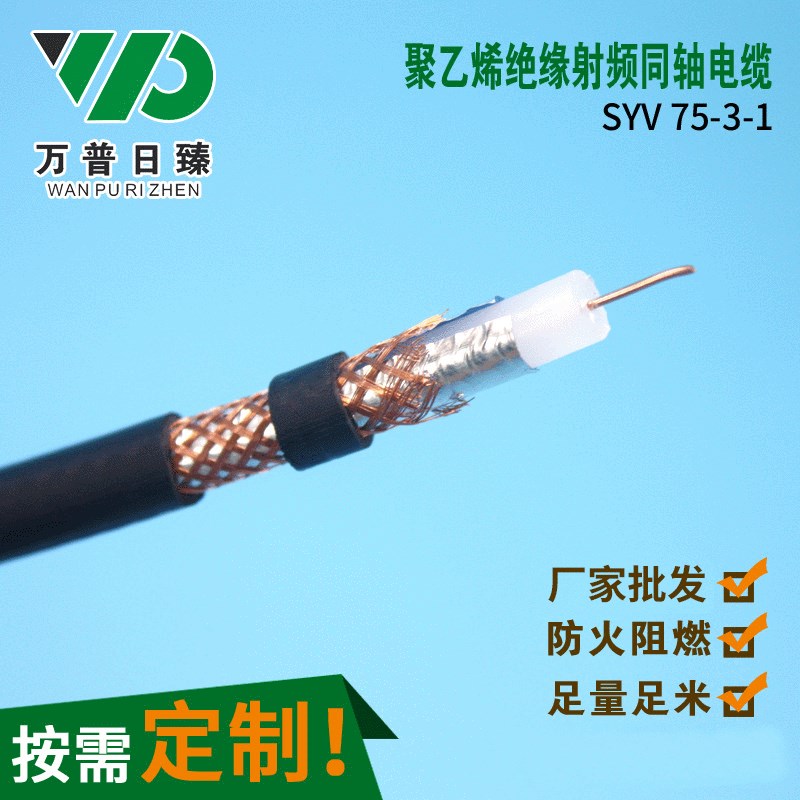 监控视频线SYV75-3-1 64编 F国标同轴电缆 75视频同轴线