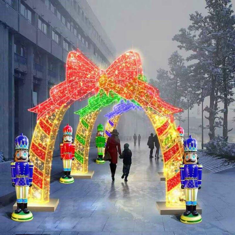 圣诞节城市美陈灯光创意灯饰氛围摆件大型发光天使翅膀铁艺装饰灯
