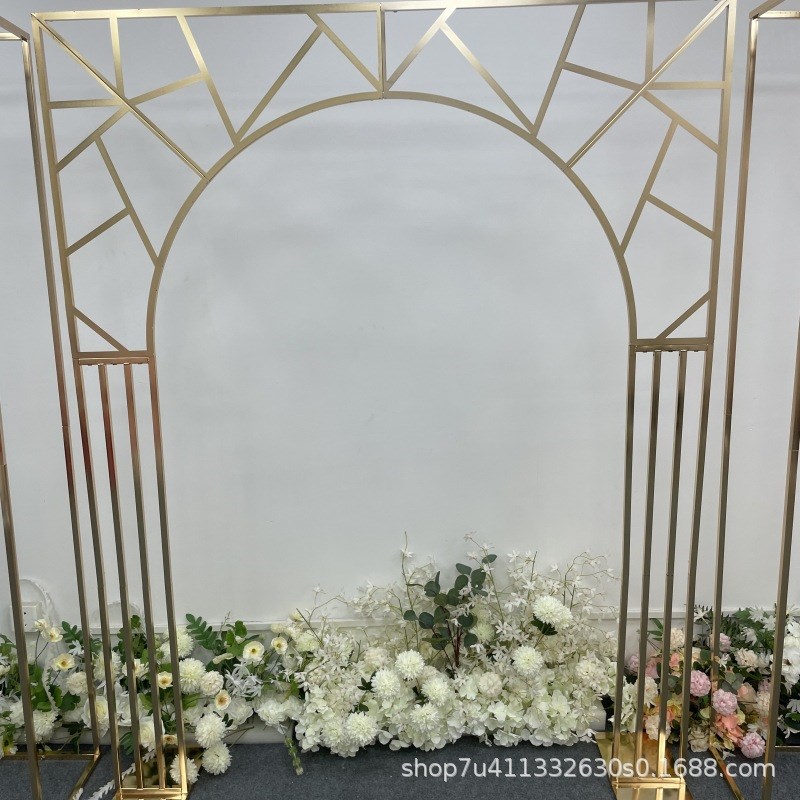 新款异形组合拱形道n具背景屏风婚庆室外婚礼电镀铁艺花架几何拱