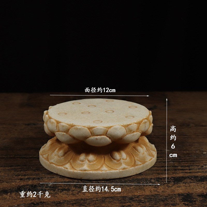 仿古石雕天然石h材民俗怀旧 汉白玉白石莲花底座复古茶席装饰底座