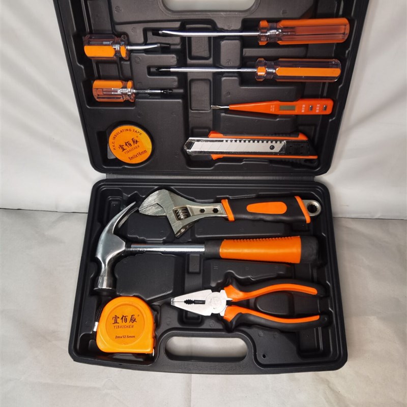 12件套家d用手动维修工具套装 多功能不锈钢工具箱精品工具套装