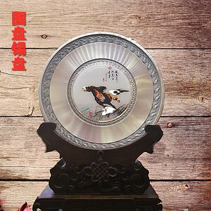 锡圆盘志在千里办公室书房桌意件高档送领导礼品马摆寓装饰家居