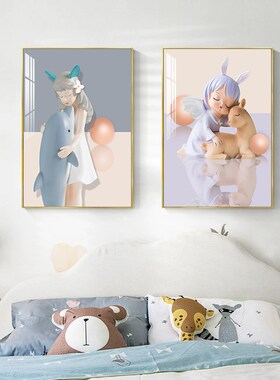 儿童房床头墙面装饰画女孩房间卧室挂画男孩男童女童布置卡通壁画