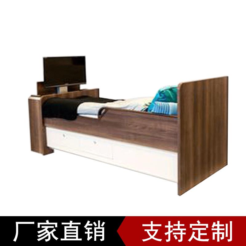 船舶板式家具单层夹板实木床防火板阻燃夹板床带抽屉木制单人床