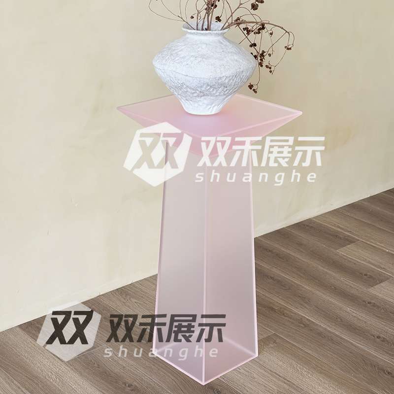 磨砂亚克力花架落地彩色产品展示台高级盆景架多巴胺玄关展示架