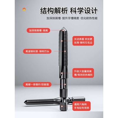 德国精工丝锥丝攻套装m4攻丝钻头螺旋手用挤压钻攻一体不锈钢机用