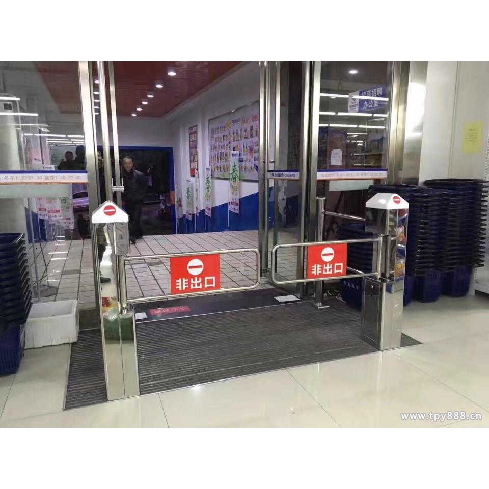 天津智能超市自动感应开门立柱摆闸 带护栏圆柱摆闸 自动感应