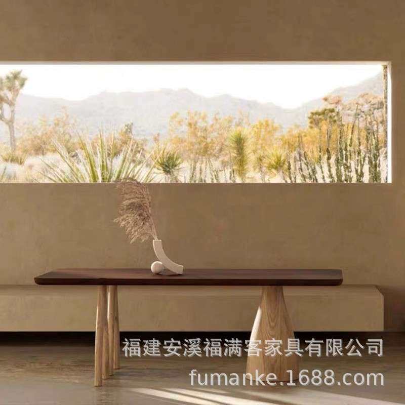 自然风个性树杈餐桌实木咖啡桌白蜡木办公工作台复古原木电脑桌子