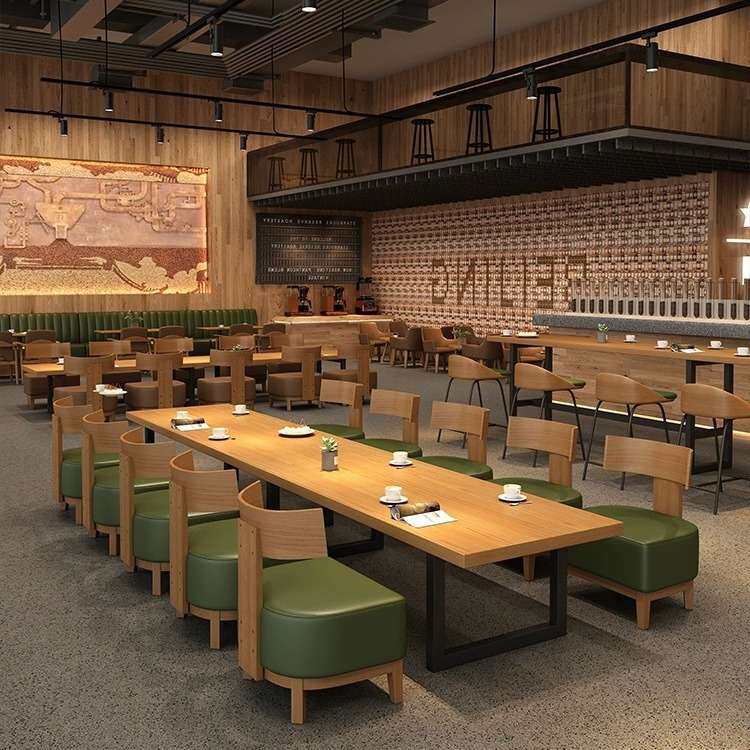 网红甜品奶茶店酒吧实木桌椅咖啡西餐厅沙发椅卡座沙发餐桌椅组合