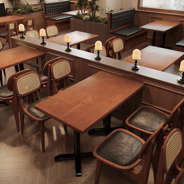 复古咖啡厅桌椅酒吧清吧藤编组合西餐厅餐吧小吃店实木全实木