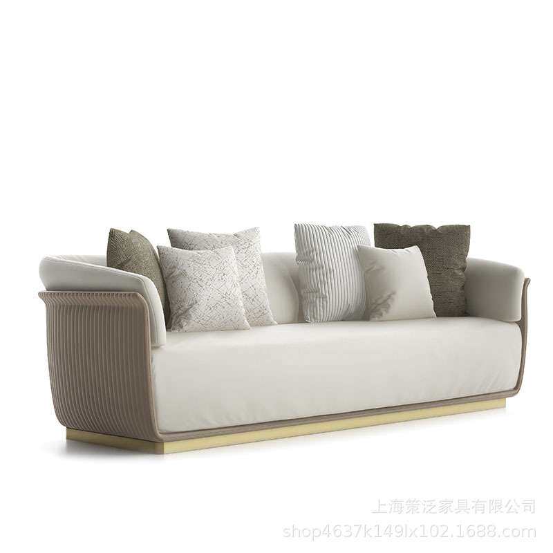 港式轻奢不锈钢后现代单人双三人皮布艺沙发意式大小户型客厅家具