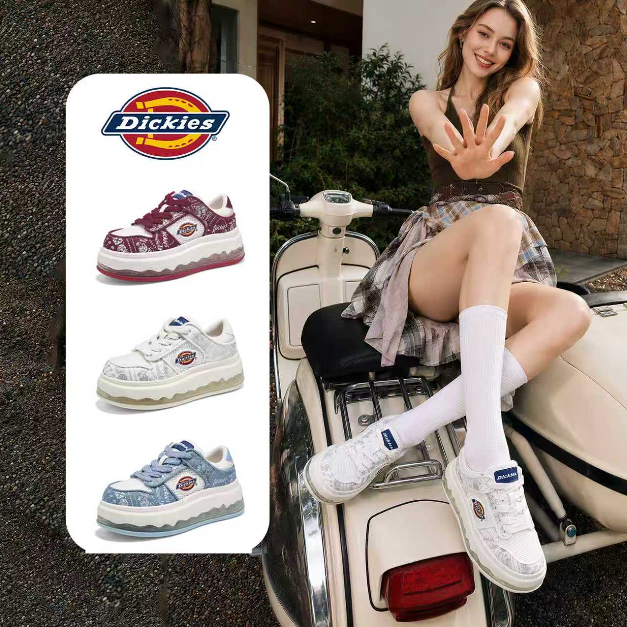 Dickies厚底网面小白鞋秋季新款图片