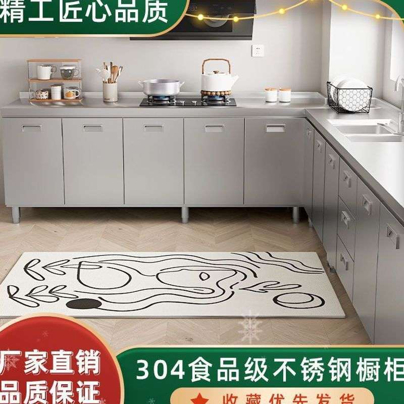 304整体加厚不锈钢橱柜免安装一体式厨房灶台柜家用小户型亚马逊