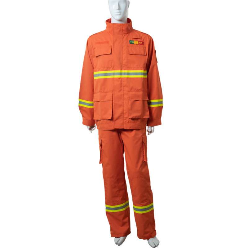 森林芳纶纤维阻燃服橘红色分体式扑火服灭火防护服套装