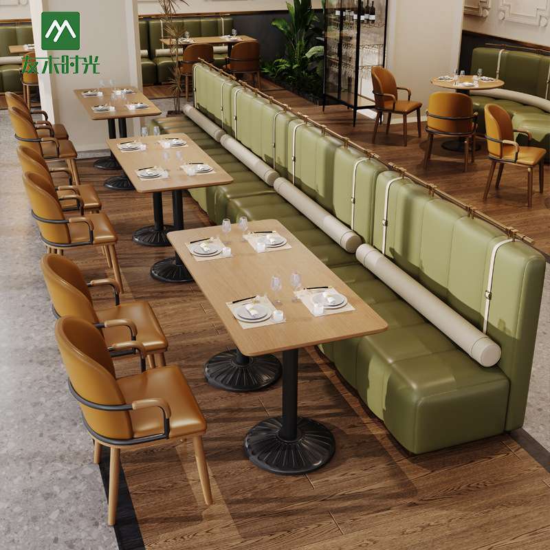连锁主题餐厅半圆卡座沙发西餐厅茶楼卡座料理牛排店餐桌椅组合