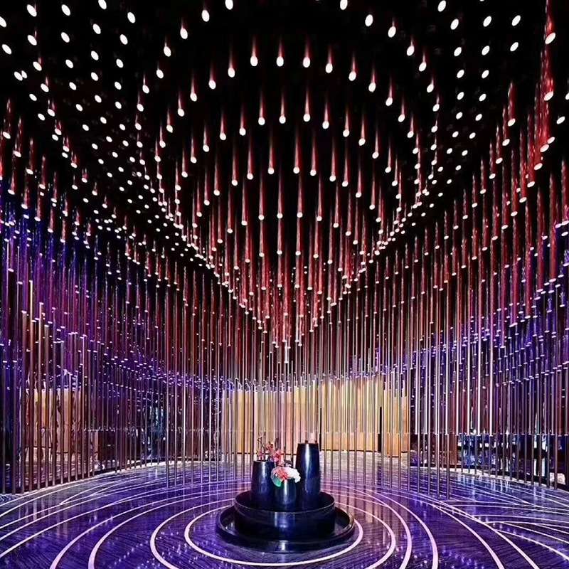售楼部宴会厅铝材发光棒LED吊灯铝管亚克力造型非标工程铝材灯具