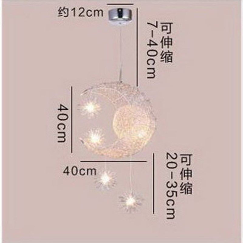 铝丝星星月亮创意个性吊灯餐厅吧台卧室温馨灯饰简约儿童房间灯具