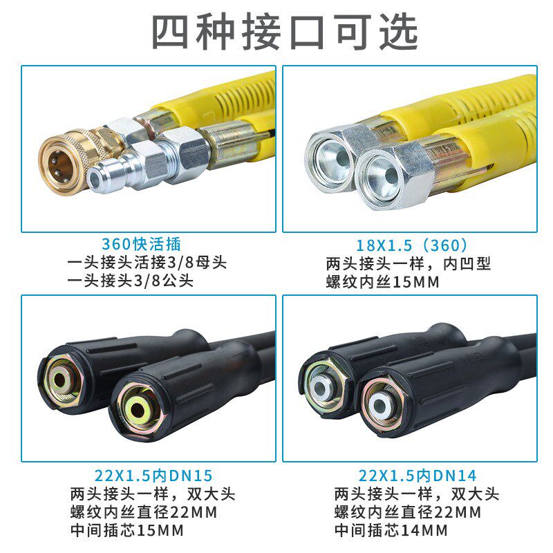 清洗机高压出水管家用洗车水管洗车机高压软管快接耐磨钢丝管